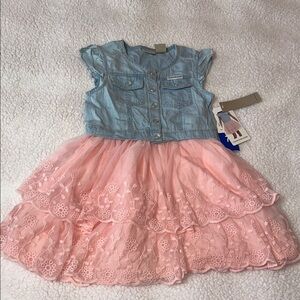 Calvin Klein Jeans Casual Blue and Pink Tiered Sundress